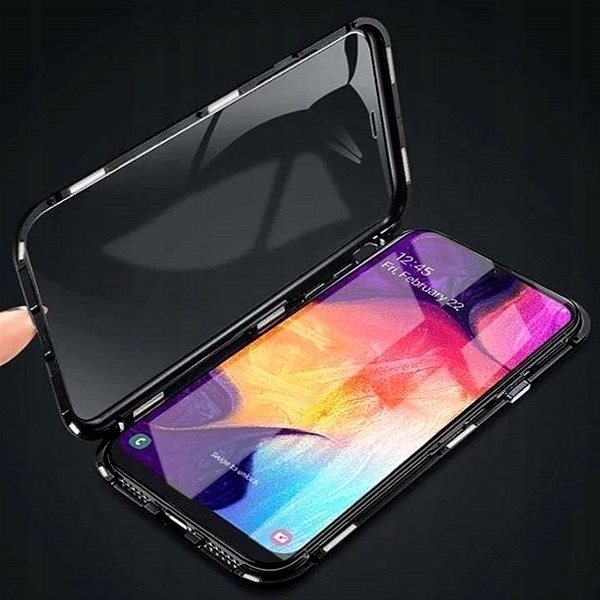 Puzdro na mobil Magnetic Full Body Glass magnetické puzdro na Samsung Galaxy S22 Plus, čierne ...