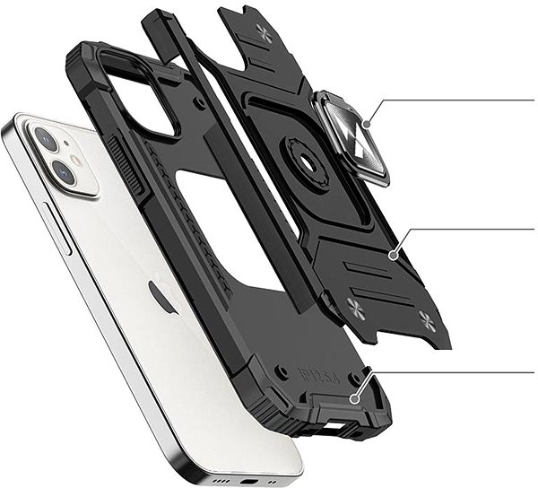 Kryt na mobil Ring Armor plastový kryt na iPhone 12 mini, čierny ...