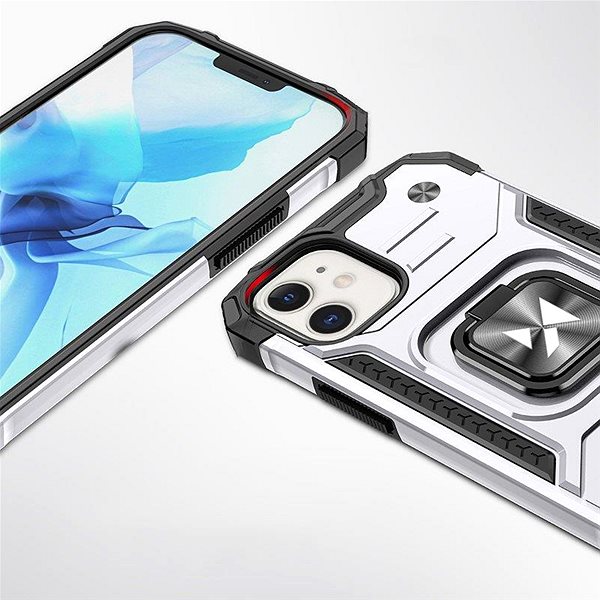 Kryt na mobil Ring Armor plastový kryt na iPhone 12 mini, strieborný ...