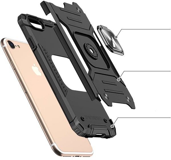 Kryt na mobil Ring Armor plastový kryt na iPhone 7/8/SE 2020, strieborný ...