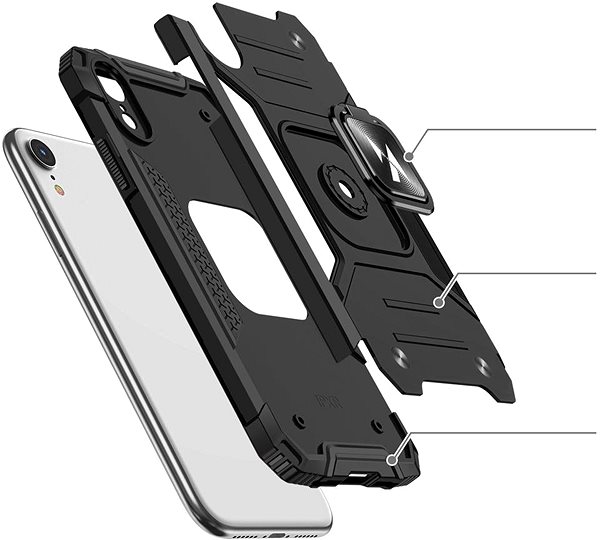 Kryt na mobil Ring Armor plastový kryt na iPhone XR, strieborný ...
