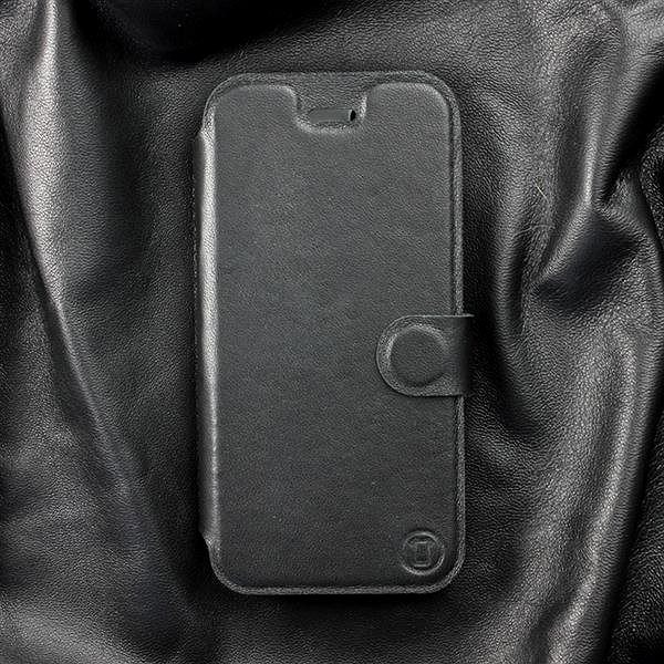 Kryt na mobil Flip puzdro na mobil Apple iPhone 6/iPhone 6s – Čierne – kožené – Black Leather ...