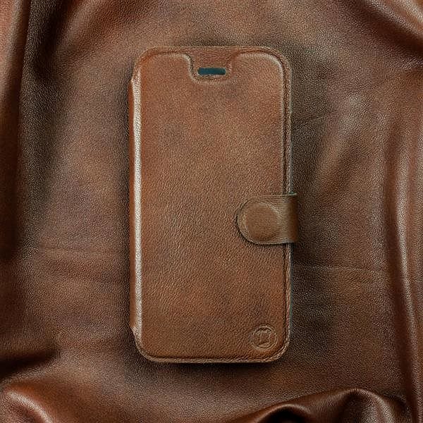 Kryt na mobil Flip puzdro na mobil Apple iPhone X – Hnedé – kožené – Brown Leather ...