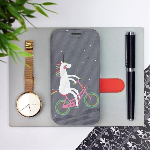 Kryt na mobil Flipové pouzdro na mobil Xiaomi Redmi Note 9 - V024P Jednorožec na kole ...