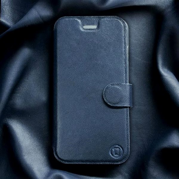 Kryt na mobil Flipové puzdro na mobil Apple iPhone 12 mini – Modré – kožené – Blue Leather ...
