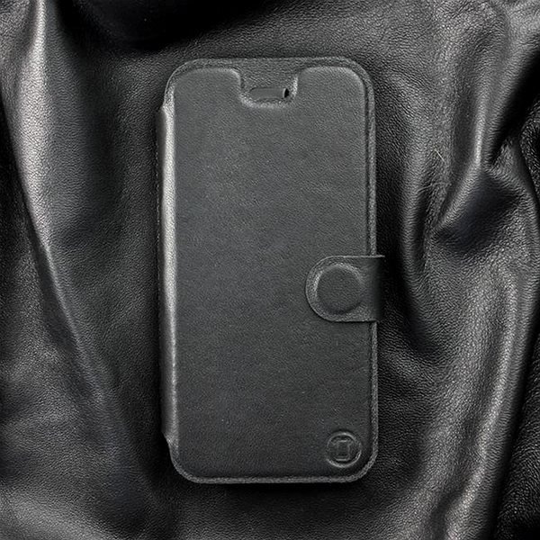 Kryt na mobil Flipové puzdro na mobil Apple iPhone 12 Pro – Čierne – kožené – Black Leather ...