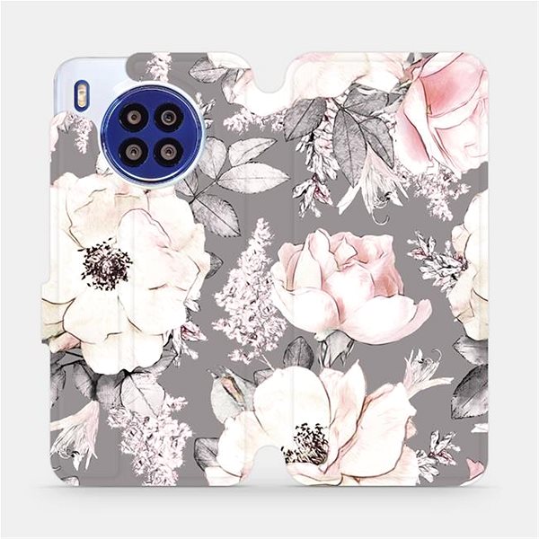 Puzdro na mobil Mobiwear Flip puzdro pre Honor 50 Lite – MX06S Kvety na sivom pozadí ...