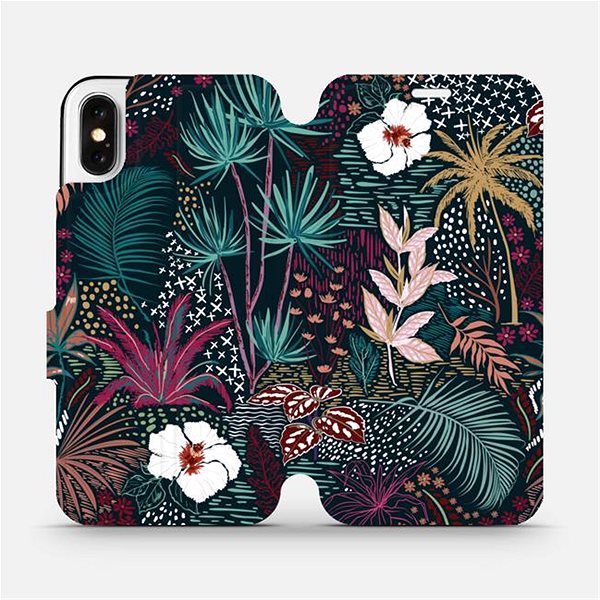 Pouzdro na mobil Mobiwear Flip pouzdro pro Apple iPhone X - VP13S Temná flóra ...