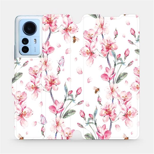 Puzdro na mobil Mobiwear Flip puzdro na Xiaomi 12 Pro – M124S Ružové kvety ...