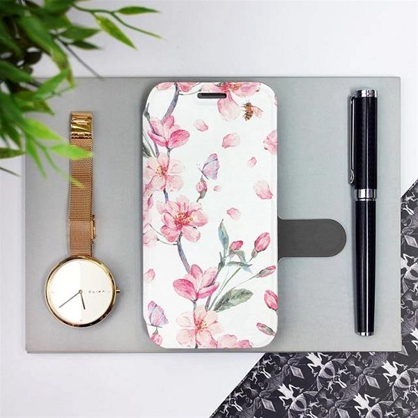 Puzdro na mobil Mobiwear Flip puzdro na Xiaomi 12 Pro – M124S Ružové kvety ...