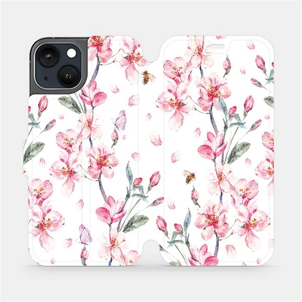 Puzdro na mobil Mobiwear Flip puzdro pre Apple iPhone 13 – M124S Ružové kvety ...