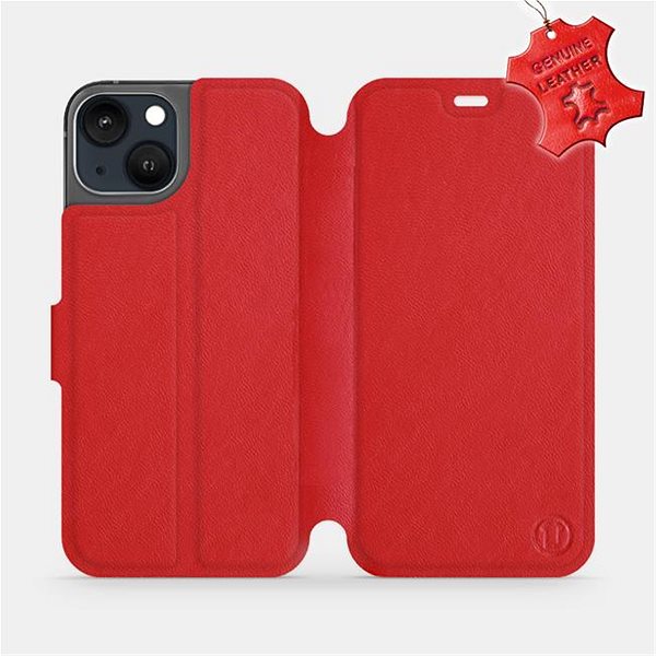 Pouzdro na mobil Mobiwear Kožené flip pouzdro pro Apple iPhone 13 - Červené - L_RDS ...