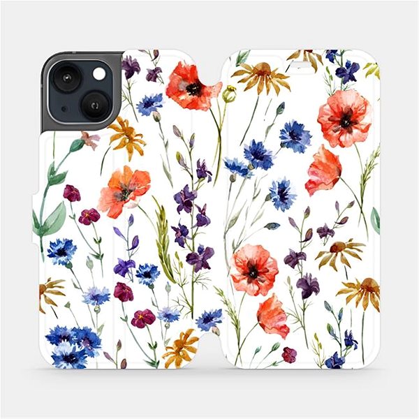 Puzdro na mobil Mobiwear Flip puzdro pre Apple iPhone 13 – MP04S Lúčne kvety ...