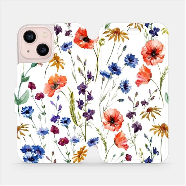 Puzdro na mobil Mobiwear Flip puzdro pre Apple iPhone 13 Mini – MP04S Lúčne kvety ...