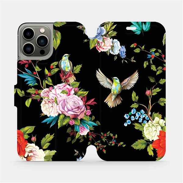 Puzdro na mobil Mobiwear Flip puzdro pre Apple iPhone 13 Pro – VD09S Vtáky a kvety ...