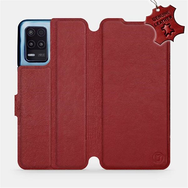 Mobiltelefon tok Mobiwear Realme 8 5G sötétpiros bőr flip tok - L_DRS ...