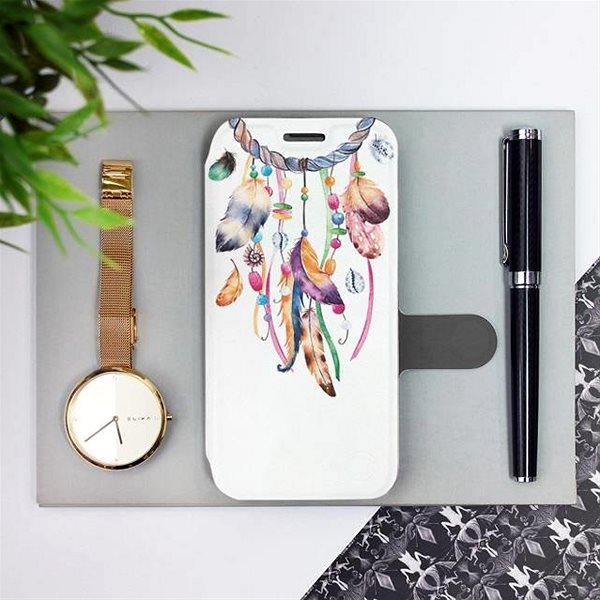 Puzdro na mobil Mobiwear Flip puzdro na Samsung Galaxy S21 FE – M003S Lapač a farebné pierka ...