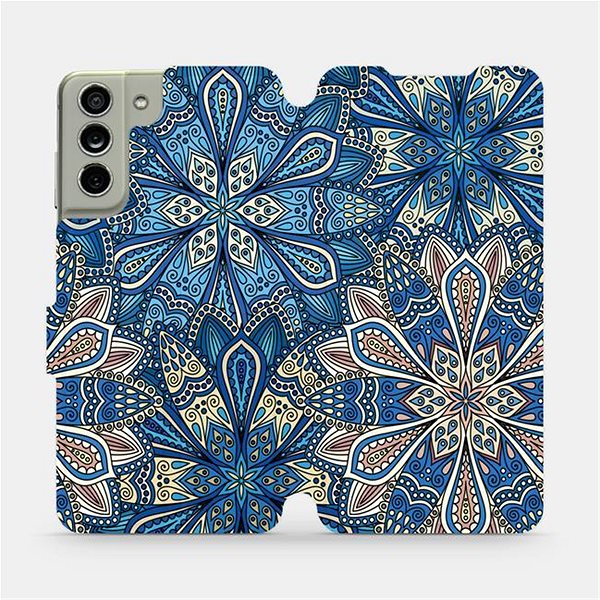 Puzdro na mobil Mobiwear Flip puzdro na Samsung Galaxy S21 FE – V108P Modré mandala kvety ...