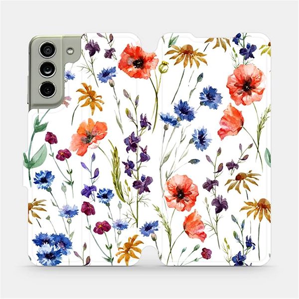 Mobiltelefon tok Mobiwear MP04S Samsung Galaxy S21 FE flipes tok - mezei virágok ...