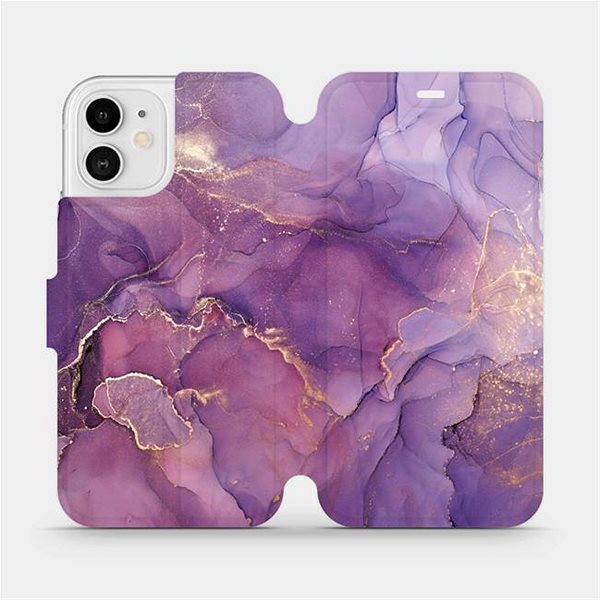 Mobiltelefon tok Mobiwear Apple iPhone 12 flip tok - VP20S, lila márvány ...