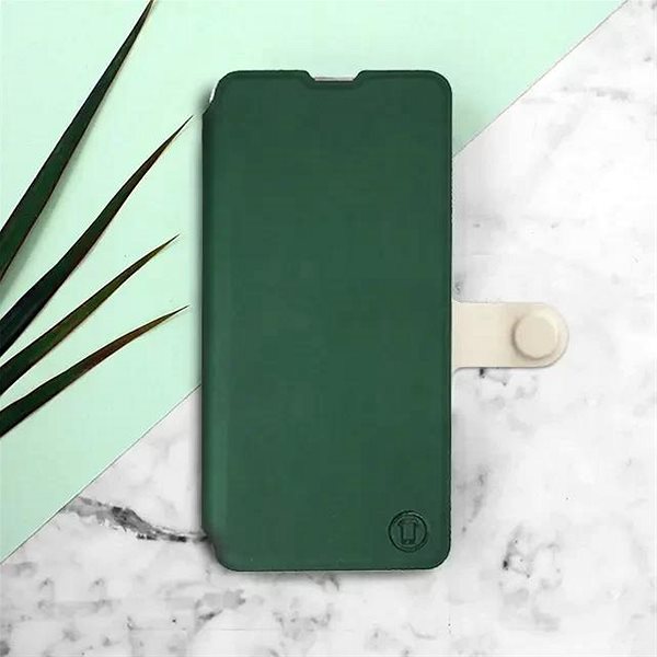 Pouzdro na mobil Mobiwear Soft Touch flip knížkové pro Apple iPhone 16 Pro Max - Zelené & Béžové ...