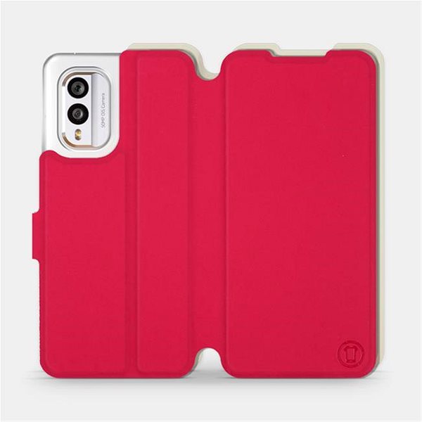 Puzdro na mobil Mobiwear Soft Touch flip pre Nokia X30 5G – Červené & Béžové ...