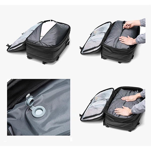 Backpack MYBALO Vacuo AIR compression travel backpack, grey .