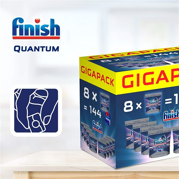 Dishwasher Tablets FINISH Quantum Max Gigapack 144 pcs Features/technology