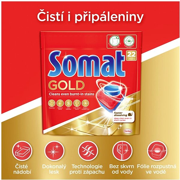 Tablety do umývačky Somat Gold tablety do umývačky 100 ks Vlastnosti/technológia