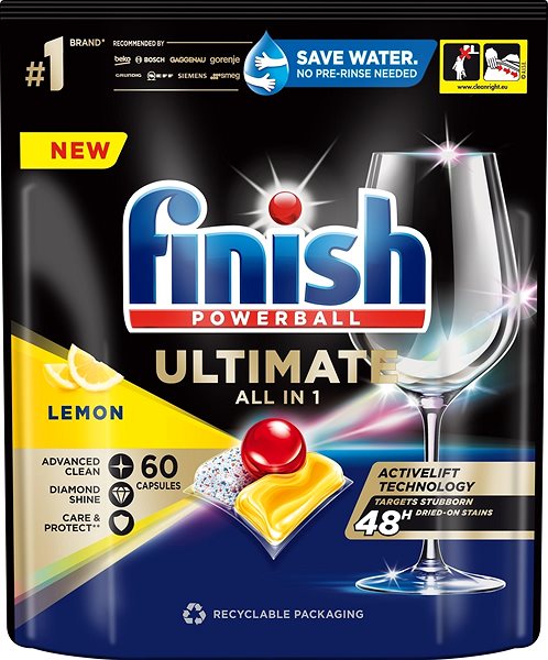 Mosogatógép tabletta FINISH Ultimate All in One Lemon Sparkle 60 db ...