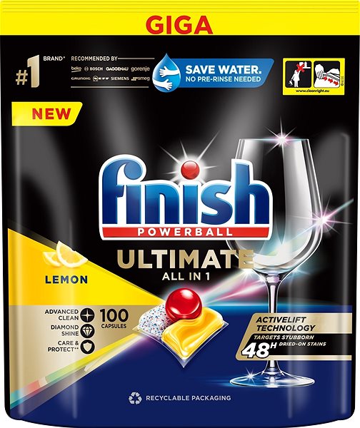 Mosogatógép tabletta FINISH Ultimate All in 1 Lemon Sparkle 100 db ...