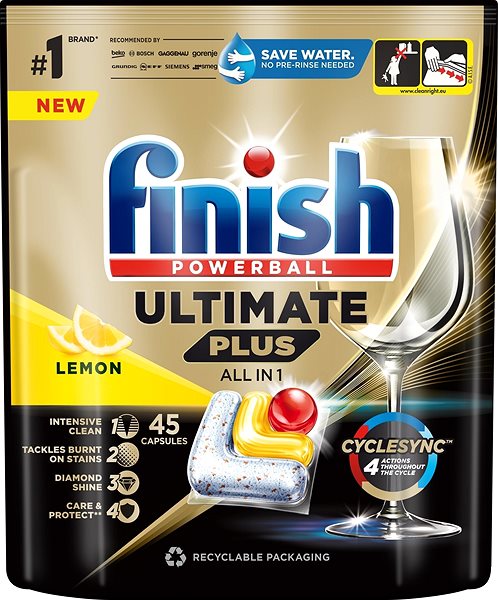 Mosogatógép tabletta Finish Ultimate Plus All in 1 Lemon, 45 db ...