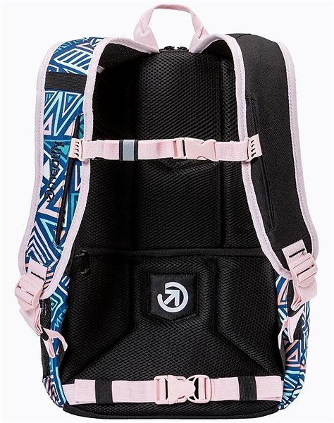 School backpack Meatfly Basejumper, Dancing Mint, 22 L + free pencil case Back side