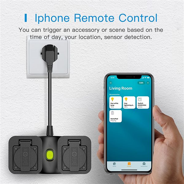 Smart Socket Meross Smart WiFi Outdoor Plug 2 AC Ports Apple HomeKit edition Remote control