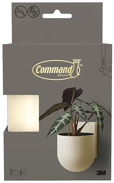 Virágcserép 3M Command™ Décor DCR03BE-EU fém fali kaspó, világosbézs, 1 db + 1 betét + 6 ragasztócsík ...