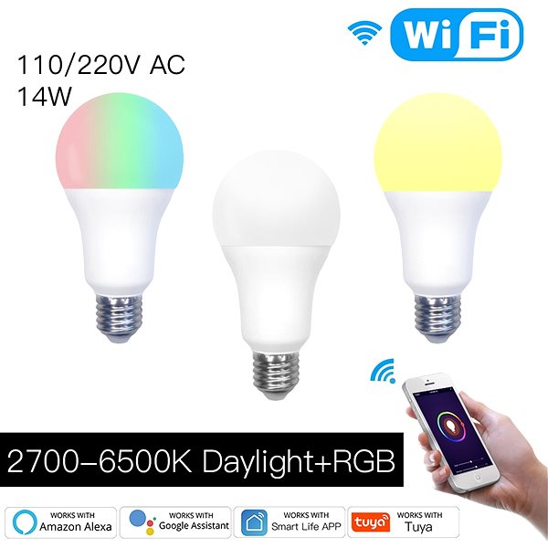 LED Bulb MOES Smart Bulb WB-A14-RCW-E27 Features/technology