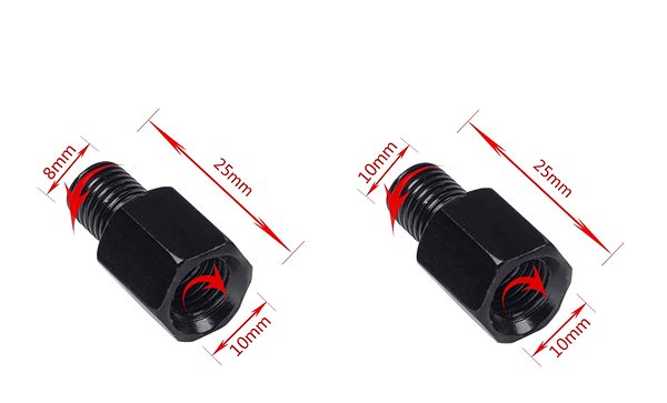 Adapter M-Style Motorcycle Mirror Thread Reduction - Reduction: M8L - M10P ...