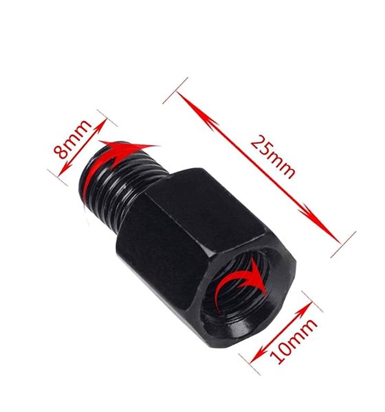 Adapter SEFIS Motorcycle Mirror Thread Reduction - Reduction: M8P - M10P Lateral view