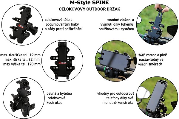 Phone Holder M-Style SPINE U All-metal with Sleeve Features/technology