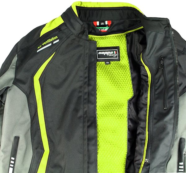 Motorkárska bunda Cappa Racing AREZZO textilná čierna/zelená XL ...