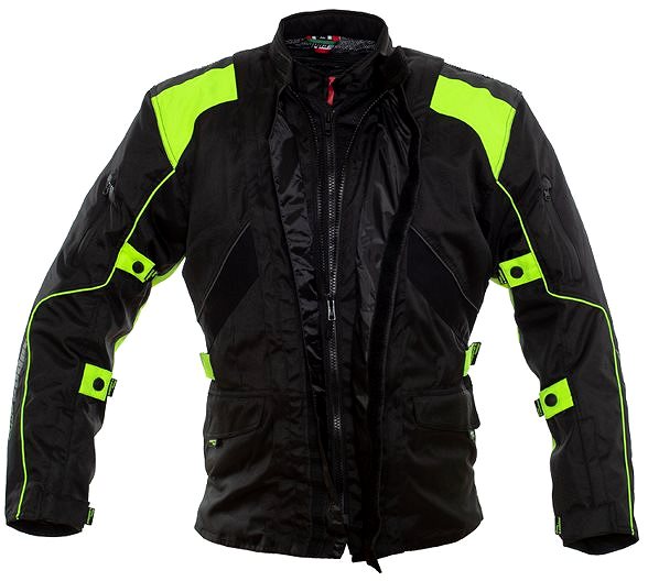 Motorkárska bunda Cappa Racing ROAD textilná čierna/zelená S ...