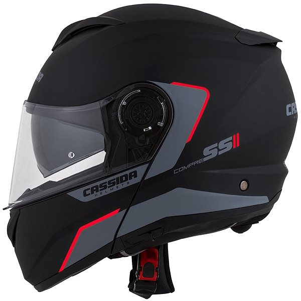 Helma na motorku CASSIDA Compress 2.0 Refraction,  (černá matná/šedá/červená, vel. 2XL) ...