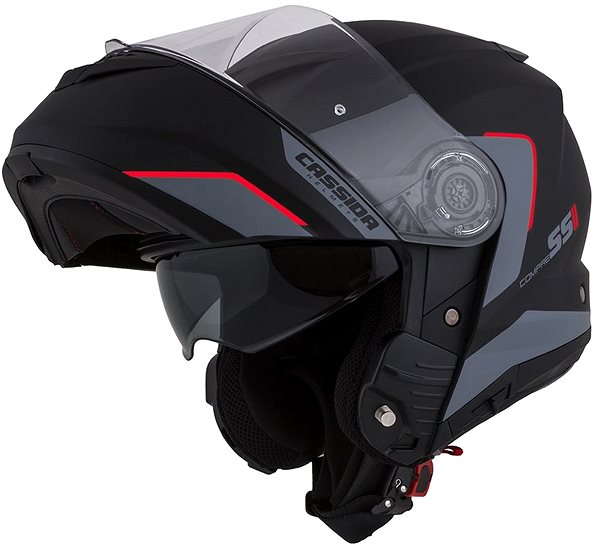 Prilba na motorku CASSIDA Compress 2.0 Refraction  – čierna matná / sivá / červená, veľkosť XL ...