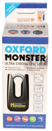 Motorzár OXFORD Monster Féktárcsazár (11 mm-es csapátmérő, fekete) ...