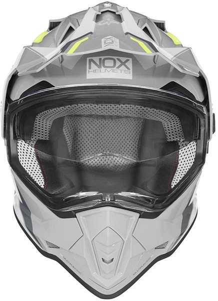 Prilba na motorku NOX N312 BLOCK (sivá, neón žltá, veľ. M) ...