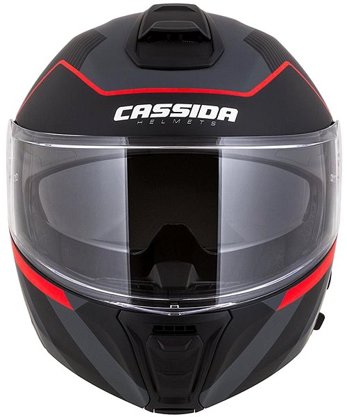 Prilba na motorku CASSIDA MODULO 2.0 (čierna matná / sivá / červená, veľkosť 2XL) ...