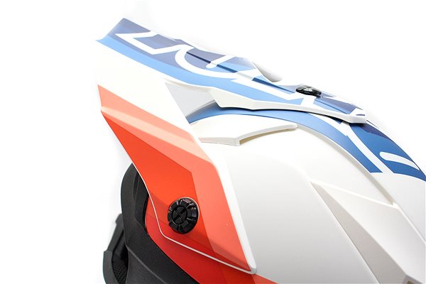 Prilba na motorku YOKO SCRAMBLE biela/modrá/oranžová ...