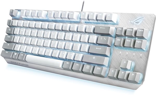 Gaming-Tastatur ASUS ROG STRIX SCOPE NX TKL Moonlight White - US Seitlicher Anblick
