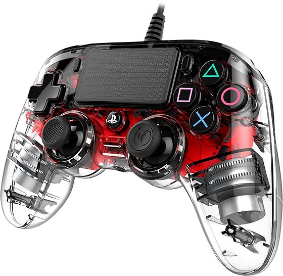 Gamepad Nacon Wired Compact Controller PS4 – priehľadný červený Bočný pohľad