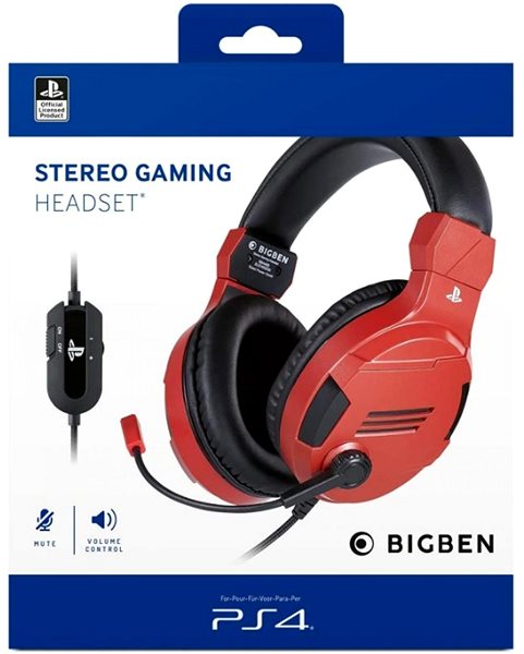 Gaming-Kopfhörer BigBen PS4 Stereo Headset v3 - rot Verpackung/Box